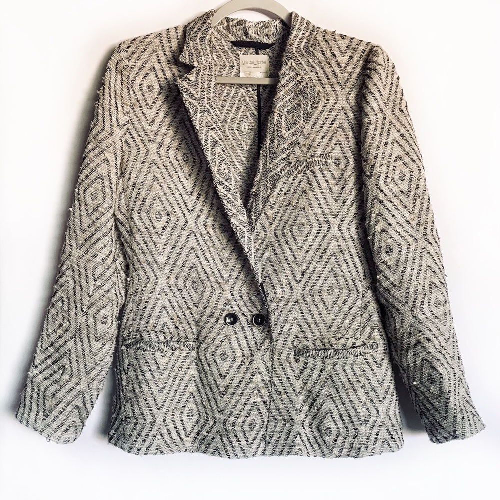 GIADA FORTE Textured Black/Tan Linen Cotton Jacket
